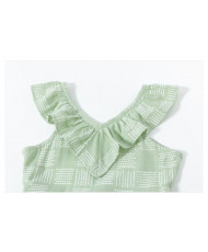Mono de niña con volantes verde cuadros-Newness
