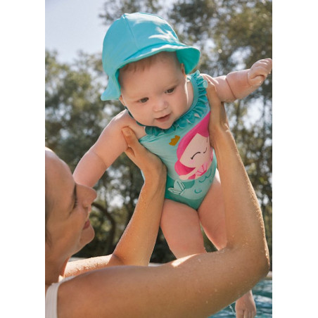 Bañador con gorro protección solar recién nacida verde sirena-Mayoral