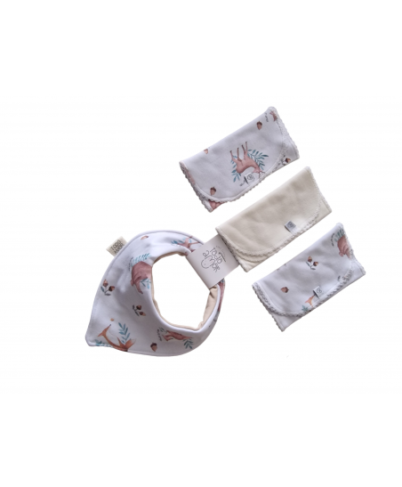 Set Babero Bandana Reversible +Tres Babitas Dante-Todo Amor Baby