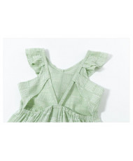 Mono de niña con volantes verde cuadros-Newness