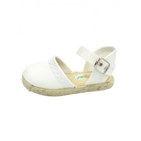 esparteña de niña con puntilla para bebe y niña con hebilla-Pulidines