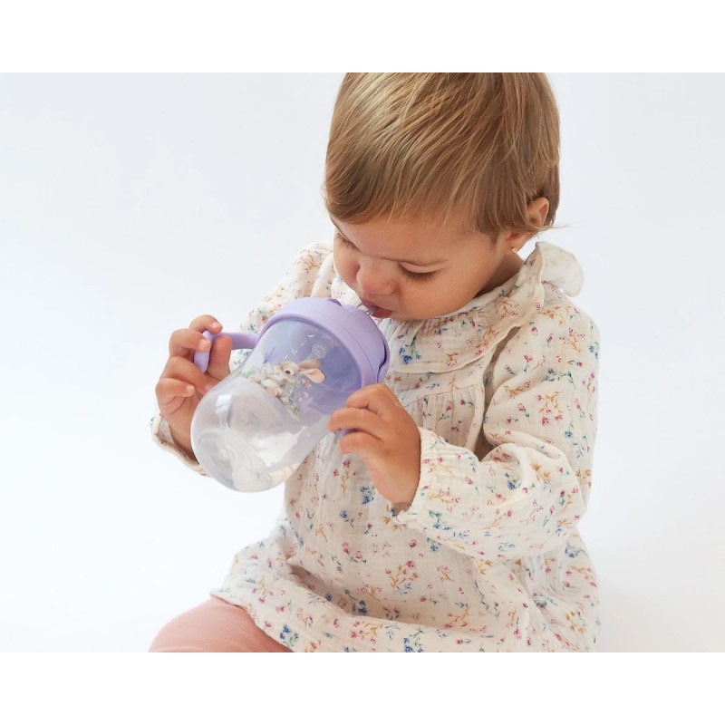 Taza aprendizaje step 3 300ml con asas conejo lavanda-Kiokids